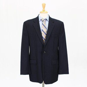 Ralph Lauren 44L Navy Striped 2-Button Sport Coat Blazer Jacket O644